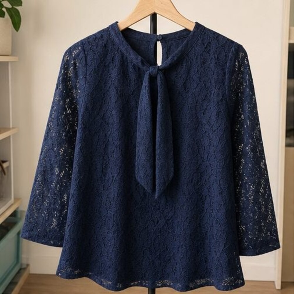 Navy Button Blouse